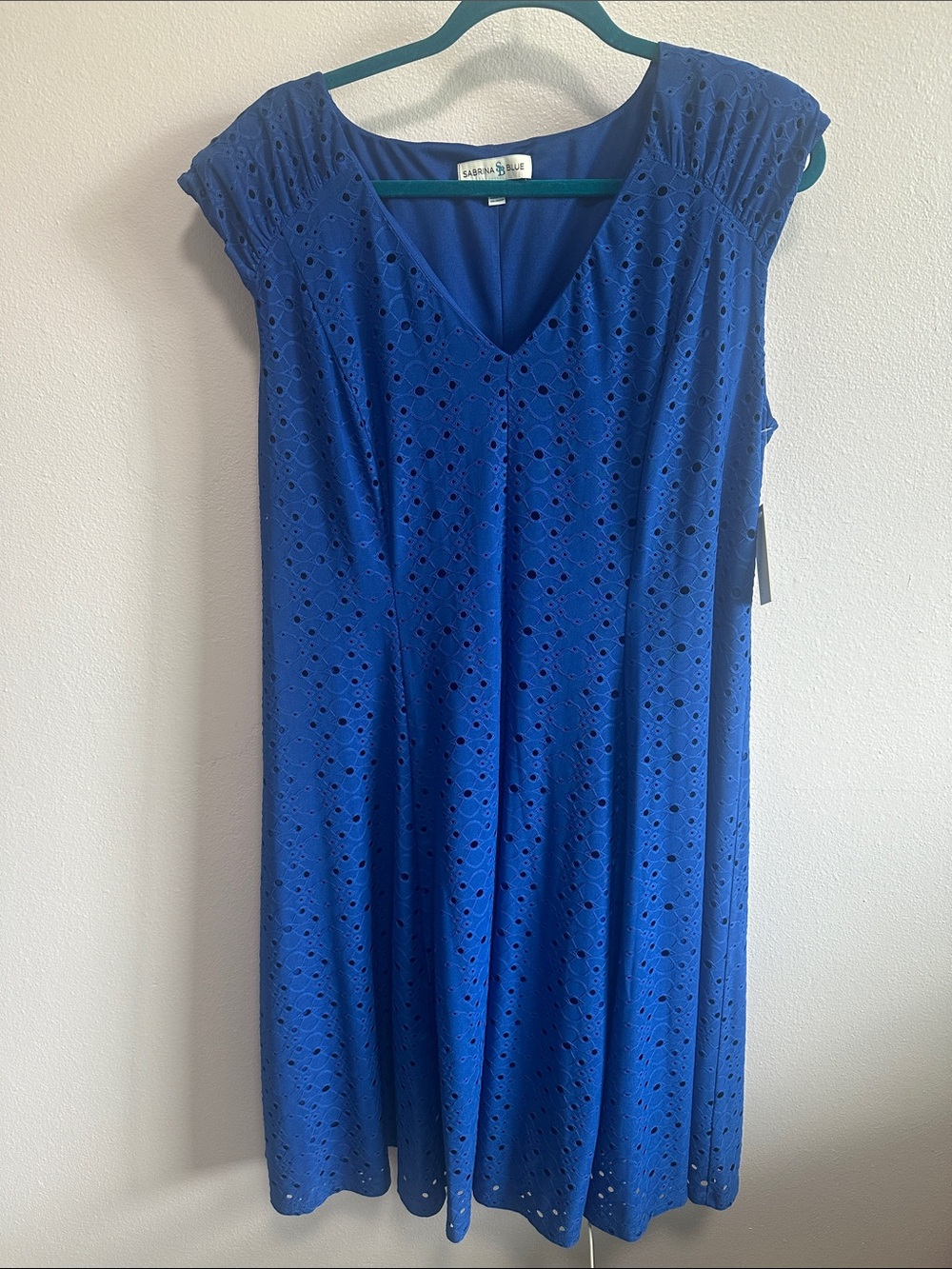 Dia & Co Royal Blue Eyelet V‑Neck Midi Dress